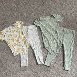 Lemon Print and Green Baby Outfit Bundle
